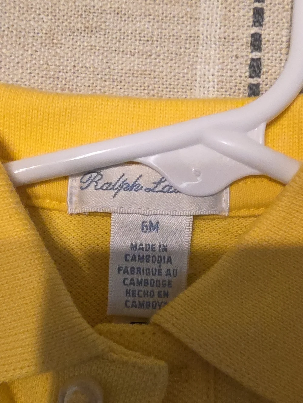 Ralph Lauren Yellow Polo One-Piece Bodysuit with White Pony